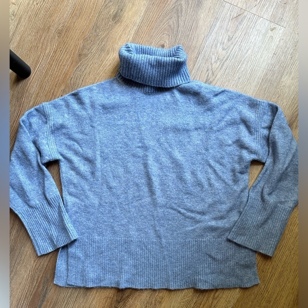 J. Crew Blue turtleneck oversized sweater, wool and alpaca, size XS, light blue